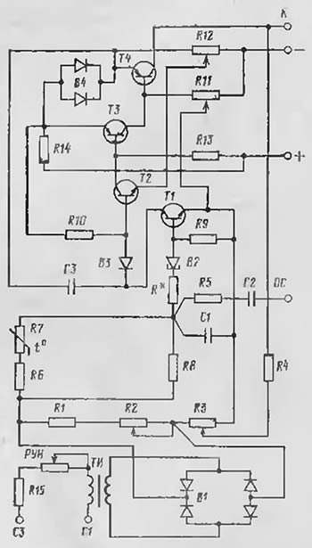 Принципиальная схема полупроводникового корректора напряжения